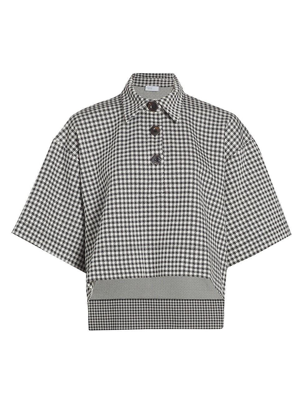 Womens Cropped Gingham Polo Product Image