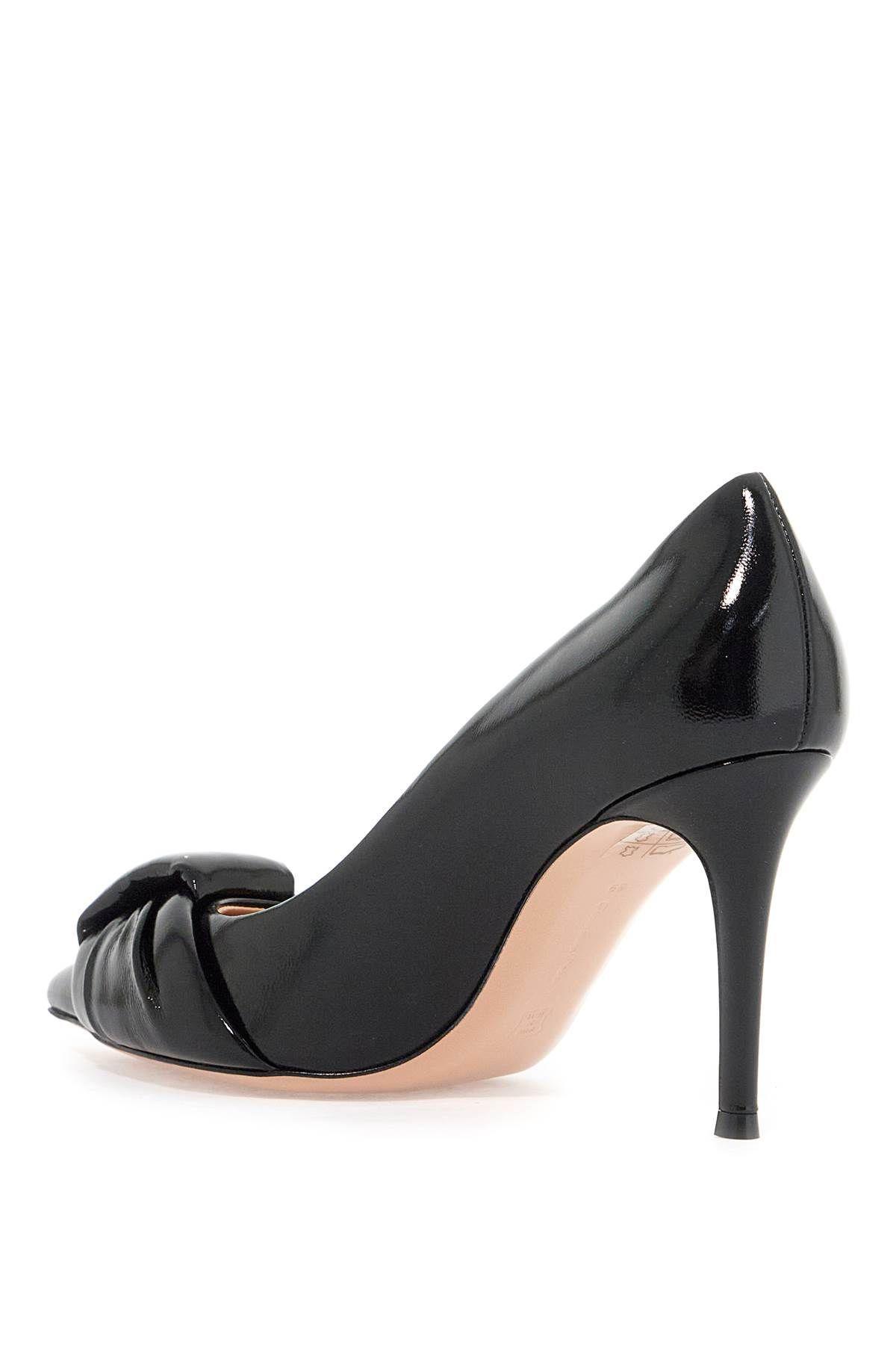 Padded Patent Knot Stiletto Pumps In Black Product Image