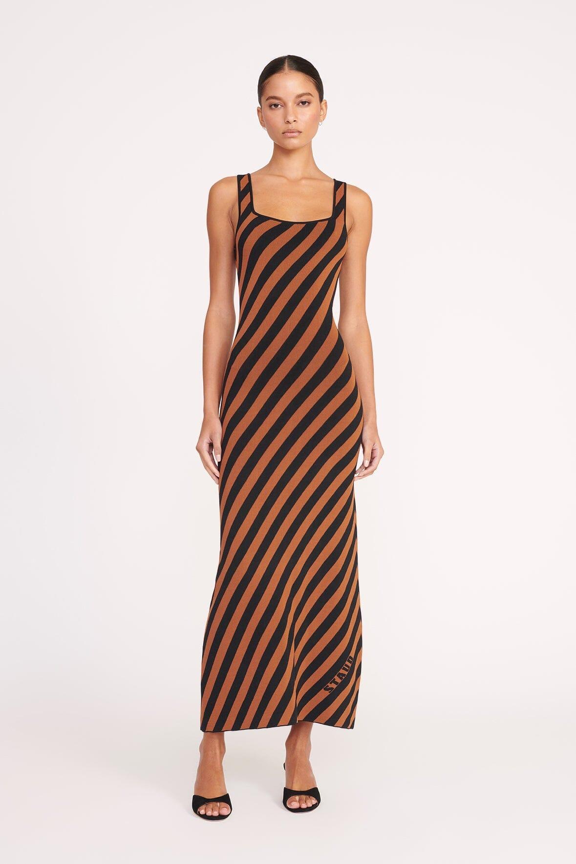 KATIE DRESS | BLACK TAN SEASHORE STRIPE Product Image