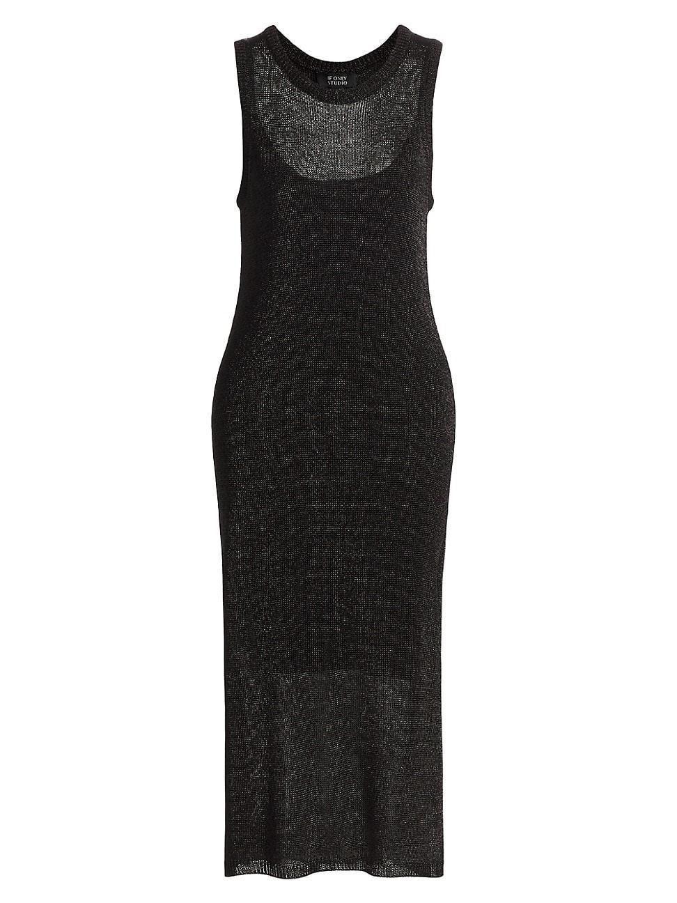 Womens Metallic Knit Scoopneck Midi-Dress Product Image