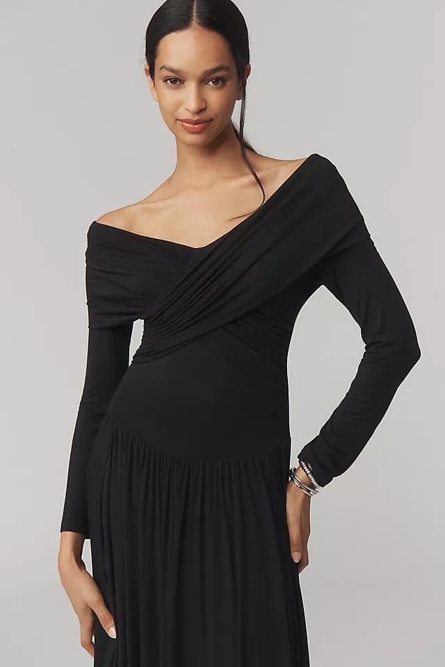 By Anthropologie Long-Sleeve Off-The-Shoulder Knit Maxi Dress Product Image