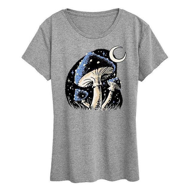 Womens Starry Mushroom Graphic Tee, Girls Grey Gray Product Image