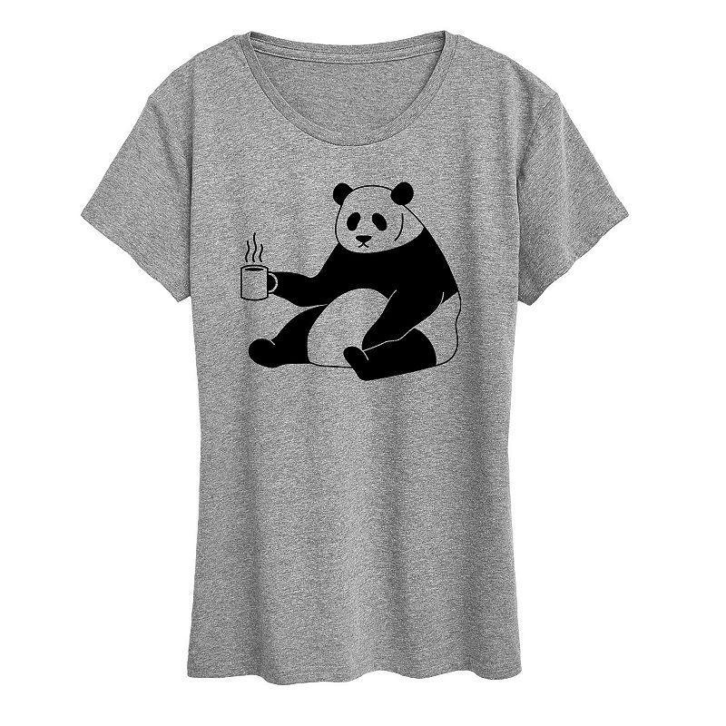 Womens Coffee Panda Graphic Tee, Girls Grey Gray Product Image