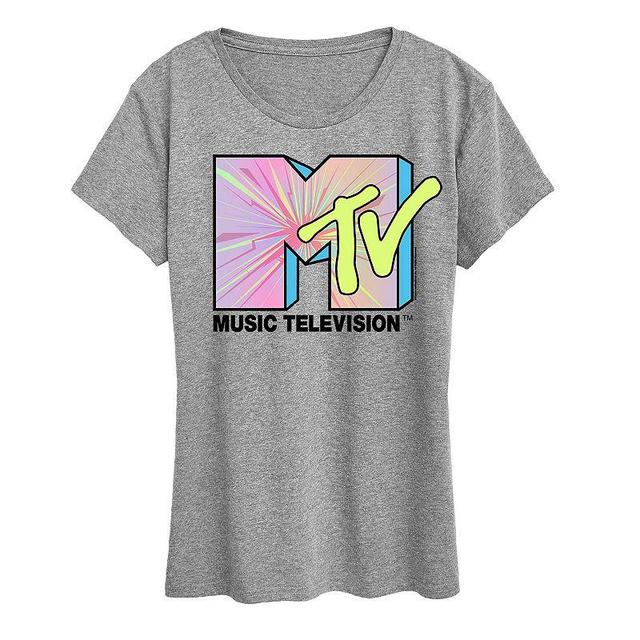 Womens MTV Club Art Graphic Tee Grey Royal Blue Product Image