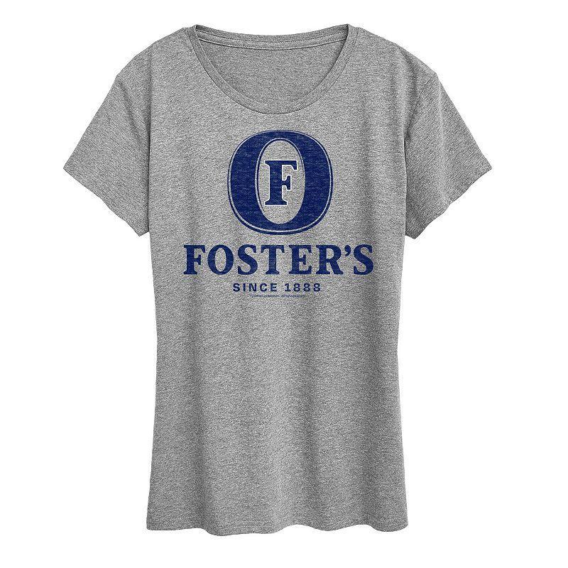 Womens Fosters Navy Blue Logo Graphic Tee Grey Gray Product Image