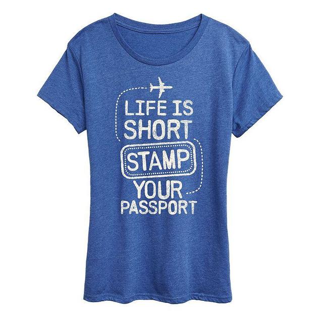 Womens Stamp Your Passport Graphic Tee Heather Grey Product Image