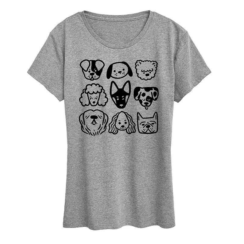 Instant Message Womens Womens Tee Shirts HEATHER Gray Dog Faces Grid Graphic Tee - Women, Juniors & Plus Product Image