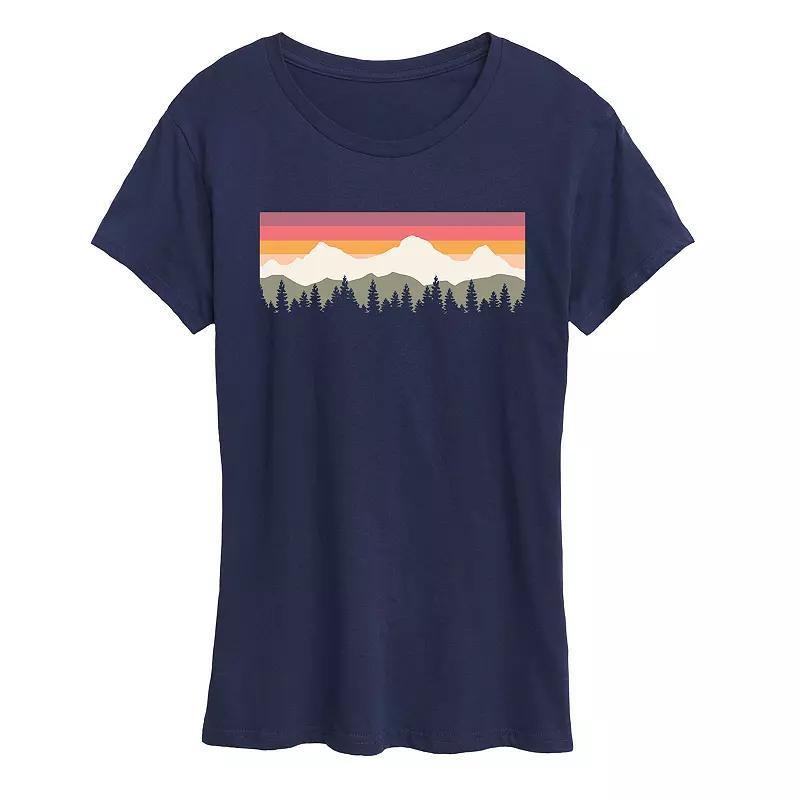 Instant Message Womens Womens Tee Shirts NAVY - Navy Muted Sunset Mountain Scene Graphic Tee - Women Product Image