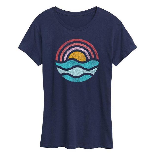 Womens Simple Sunset Waves Graphic Tee, Girls Product Image