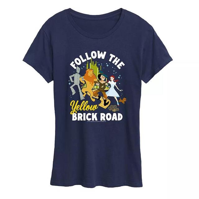 Womens Wizard Of Oz Yellow Brick Road Graphic Tee Blue Product Image