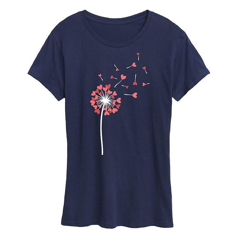 Womens Dandelion Hearts Graphic Tee Dark Grey Product Image