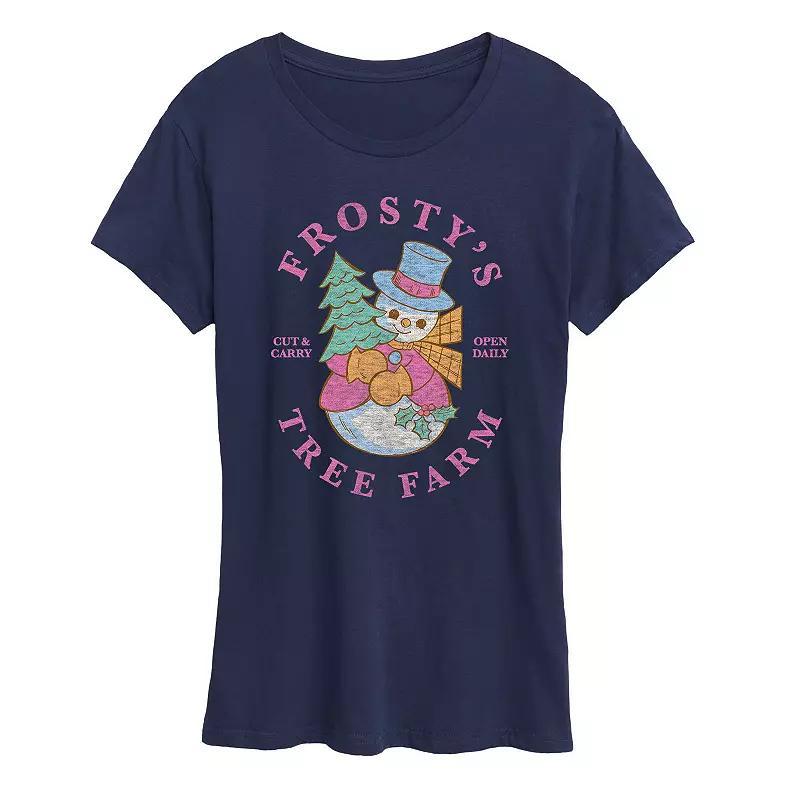 Womens Frostys Tree Farm Graphic Tee, Girls Heather Grey Product Image