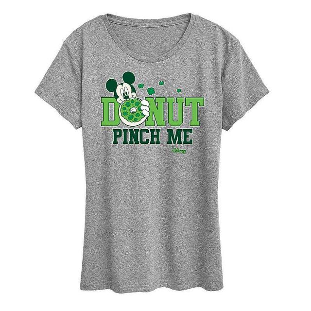 Disneys Mickey Mouse Womens St. Patricks Donut Pinch Me Graphic Tee Grey Gray Product Image