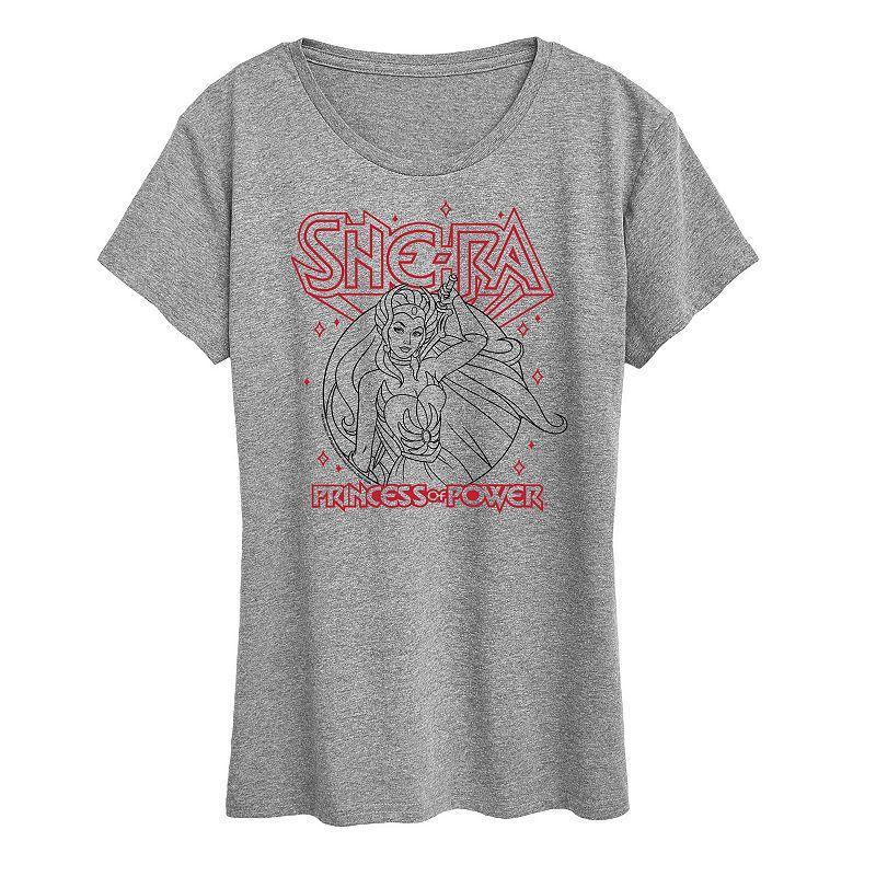 Womens She-Ra Line Art Graphic Tee, Girls Grey Gray Product Image