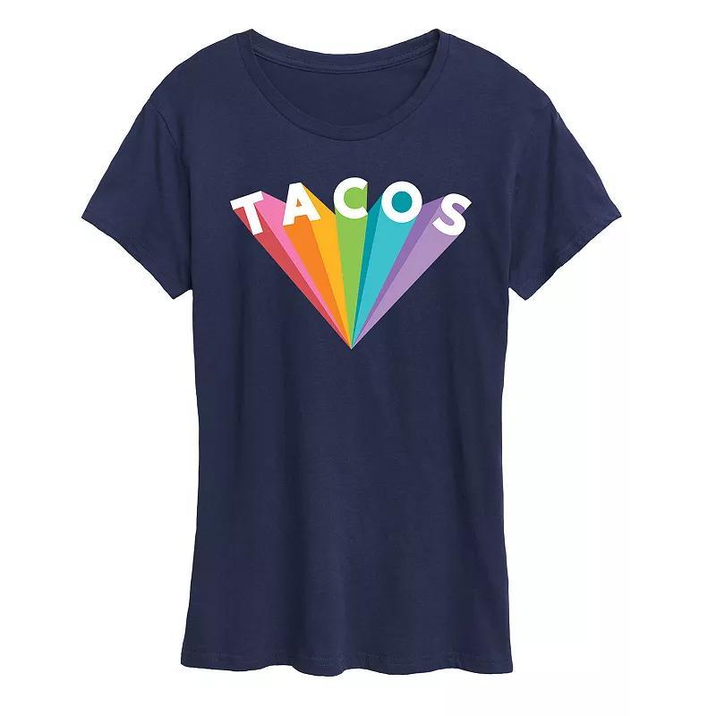 Womens Tacos Colorful Rays Graphic Tee Product Image