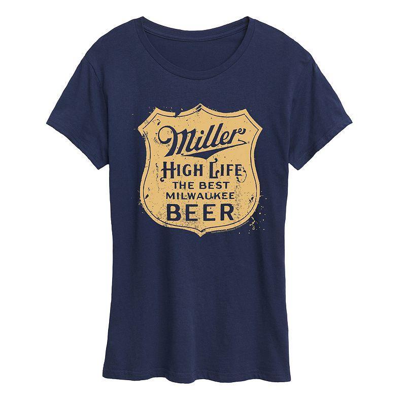 Womens Miller High Life Vintage Crest Graphic Tee Blue Product Image