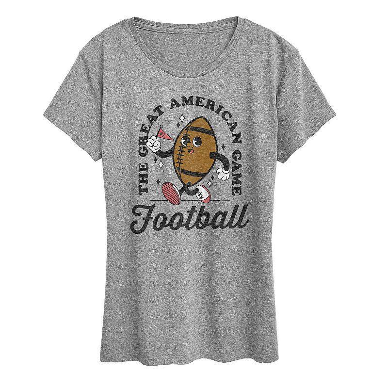 Womens Vintage Football Mascot Graphic Tee, Girls Grey Gray Product Image