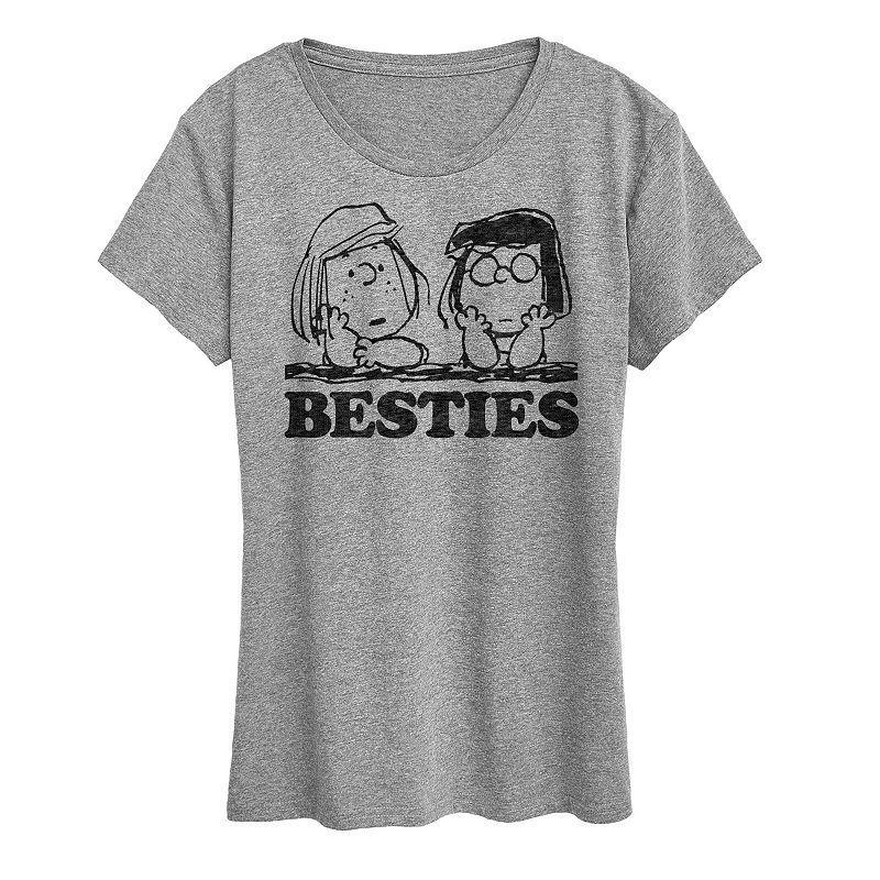 Womens Peanuts Patty & Marcie Besties Graphic Tee Grey Gray Product Image