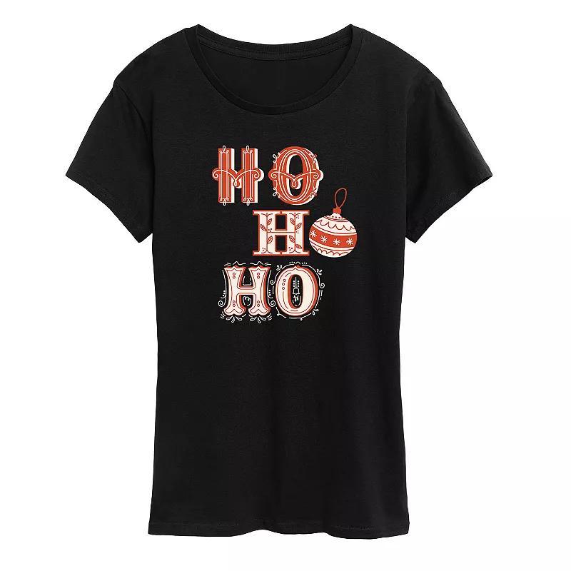 Womens Ho Ho Ho Vintage Christmas Graphic Tee, Girls Product Image