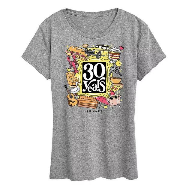 Womens Friends 30 Years Graphic Tee Grey Gray Product Image