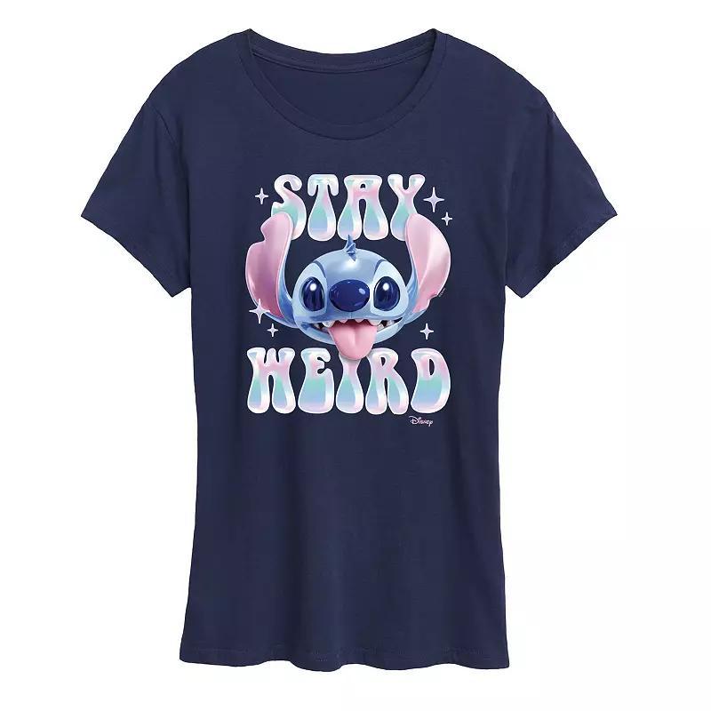 Disneys Lilo & Stitch Womens Stay Weird Graphic Tee Blue Product Image