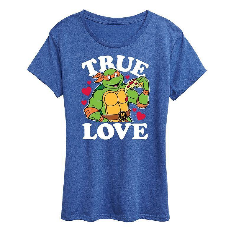 Womens Teenage Mutant Ninja Turtles True Love Graphic Tee Grey Gray Product Image