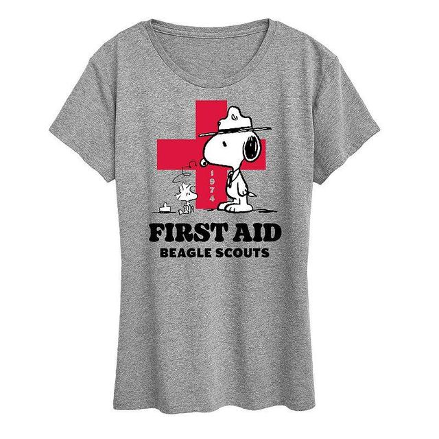 Womens Peanuts Snoopy & Woodstock First Aid Beagle Scouts Graphic Tee Product Image