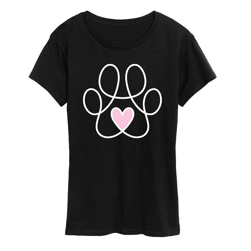 Womens Paw Print Heart Graphic Tee Product Image