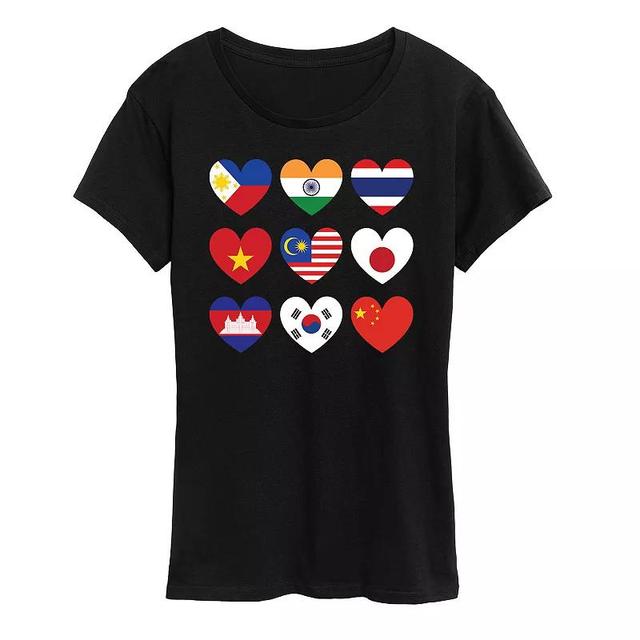 Womens AAPI Heart Flags Graphic Tee Product Image