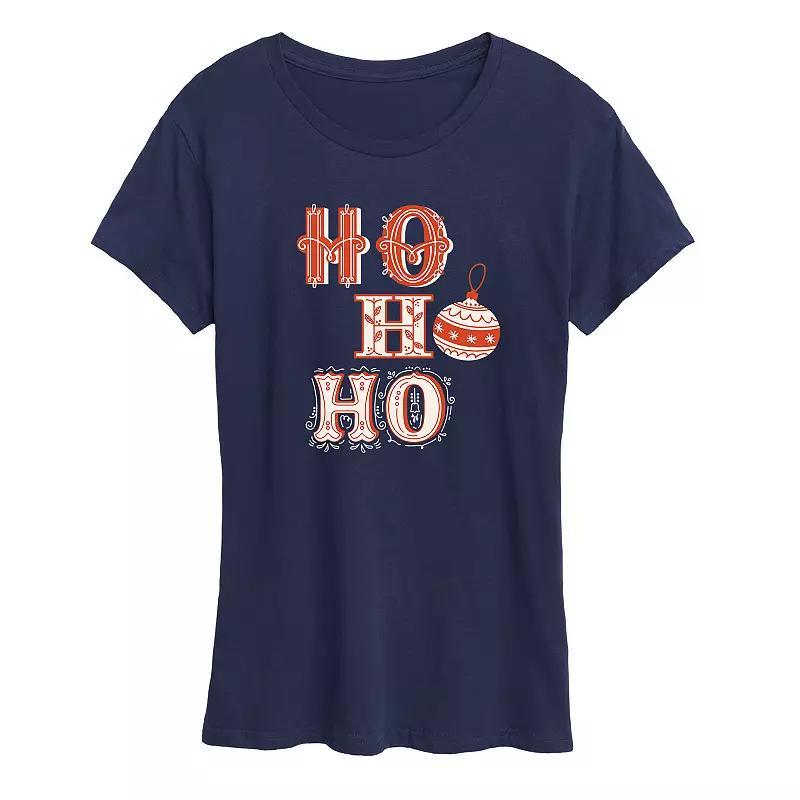 Womens Ho Ho Ho Vintage Christmas Graphic Tee, Girls Product Image