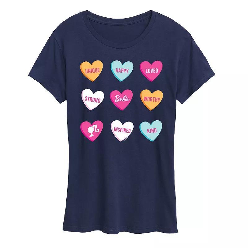 Womens Barbie Candy Hearts Graphic Tee Grey Gray Product Image