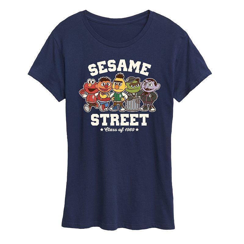 Womens Sesame Street Collegiate Graphic Tee Green Product Image