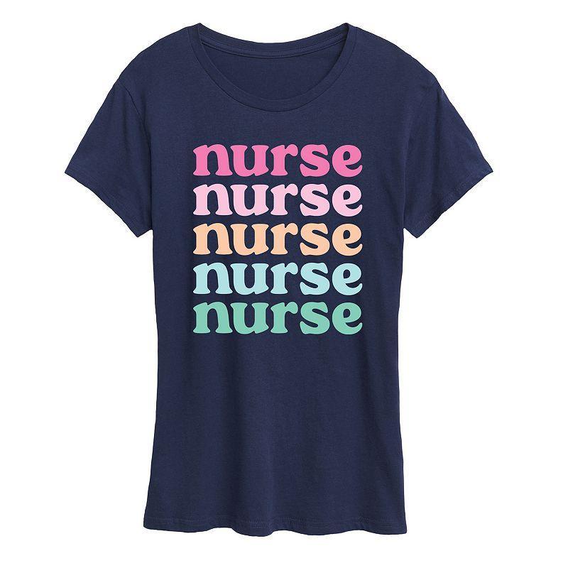 Womens Nurse Stacked Graphic Tee, Girls Blue Product Image