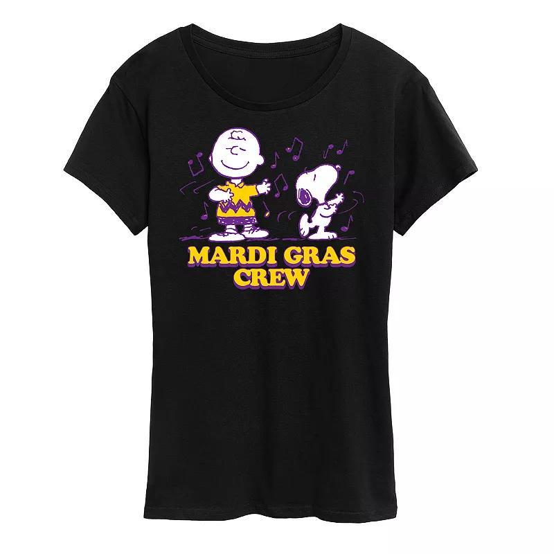 Womens Peanuts Mardi Gras Crew Graphic Tee Product Image