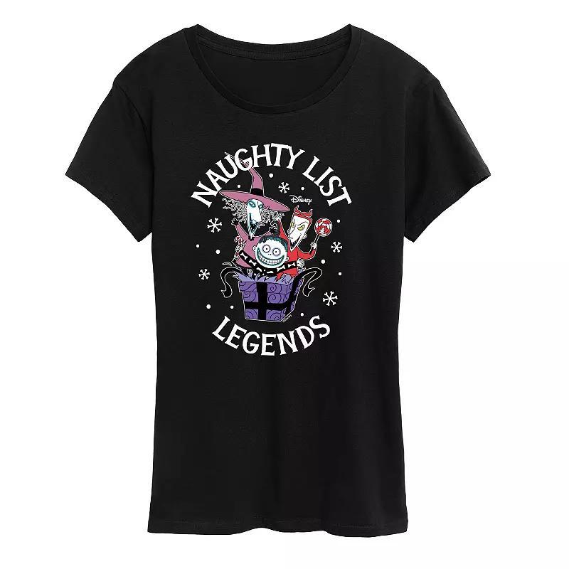 Disneys Nightmare Before Christmas Womens Naughty List Legends Graphic Tee, Girls Grey Blue Product Image