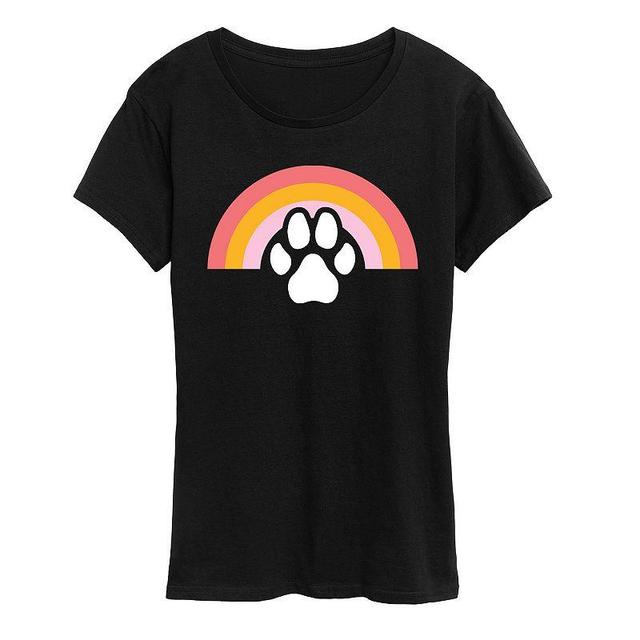 Womens Dog Paw Rainbow Graphic Tee Dark Grey Product Image