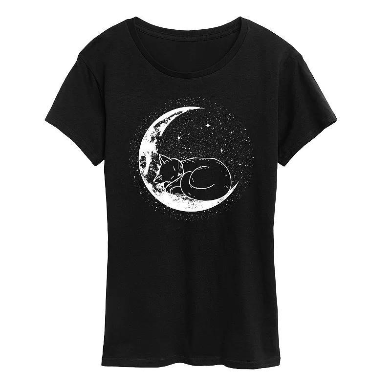 Womens Cat Nap Moon Graphic Tee Blue Product Image