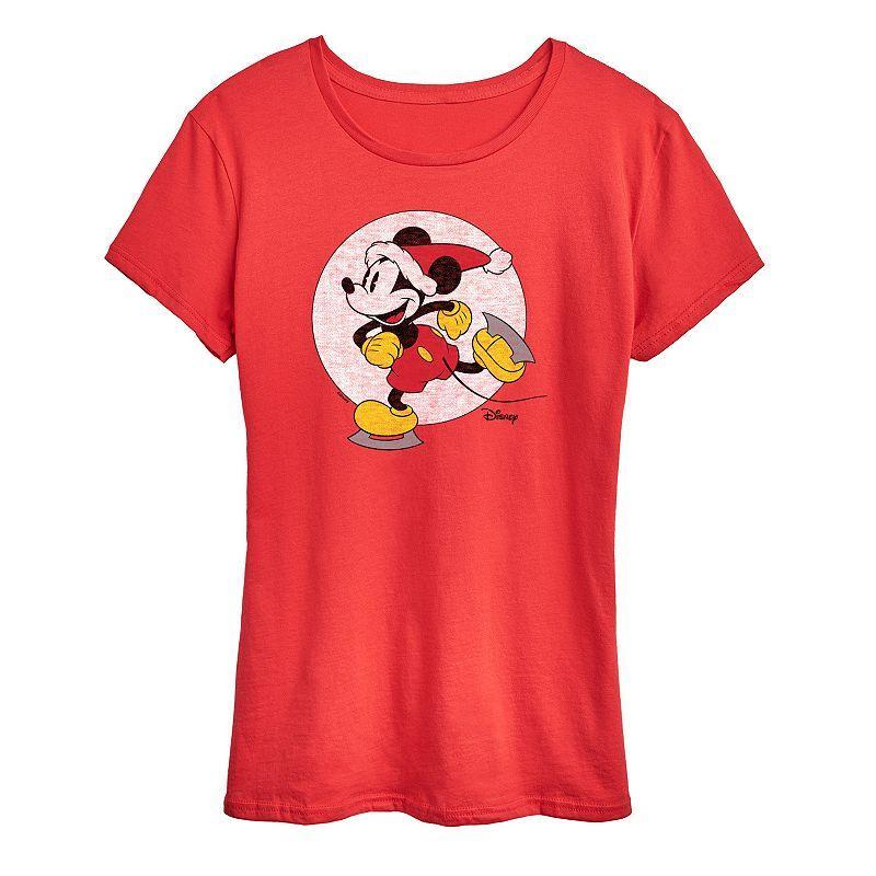 Disneys Mickey Mouse Womens Mickey On Ice Skates Graphic Tee, Girls Product Image