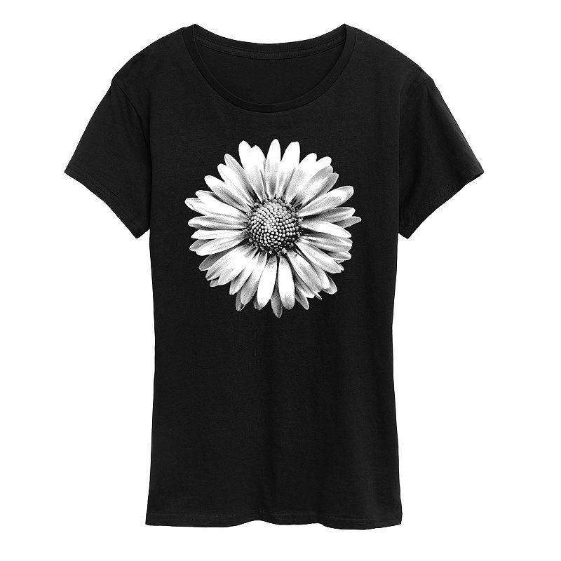 Womens White Daisy Graphic Tee Grey Blue Product Image