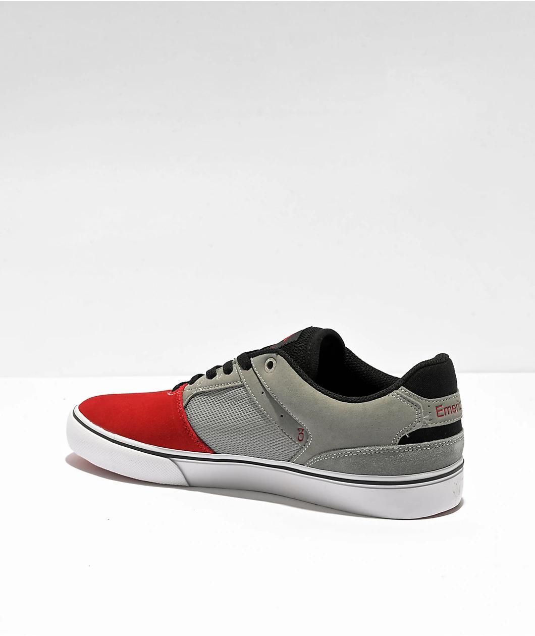 Emerica Low Vulc Grey & Red Skate Shoes  Product Image