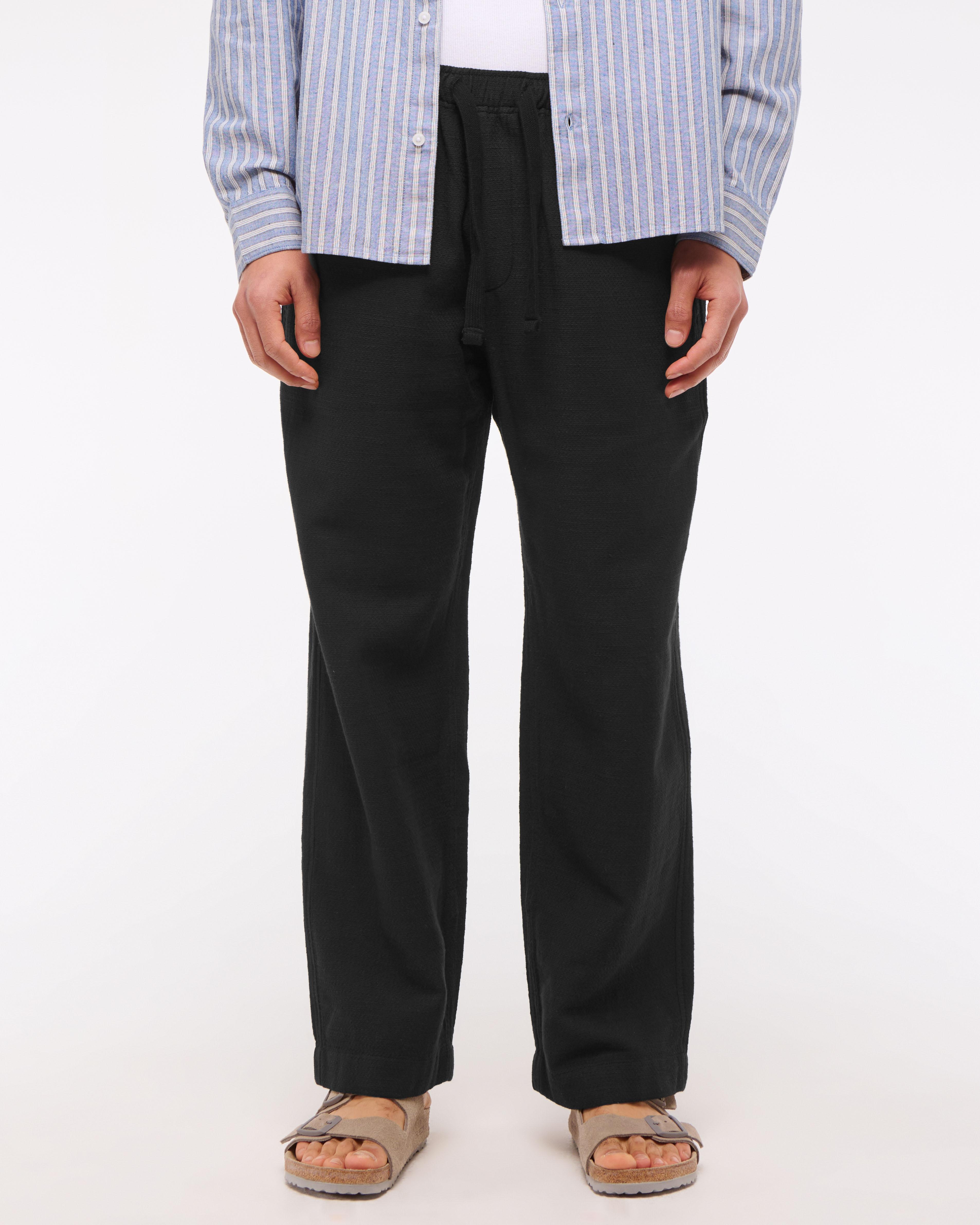 Baggy Cotton Textured Pull-On Pant Product Image