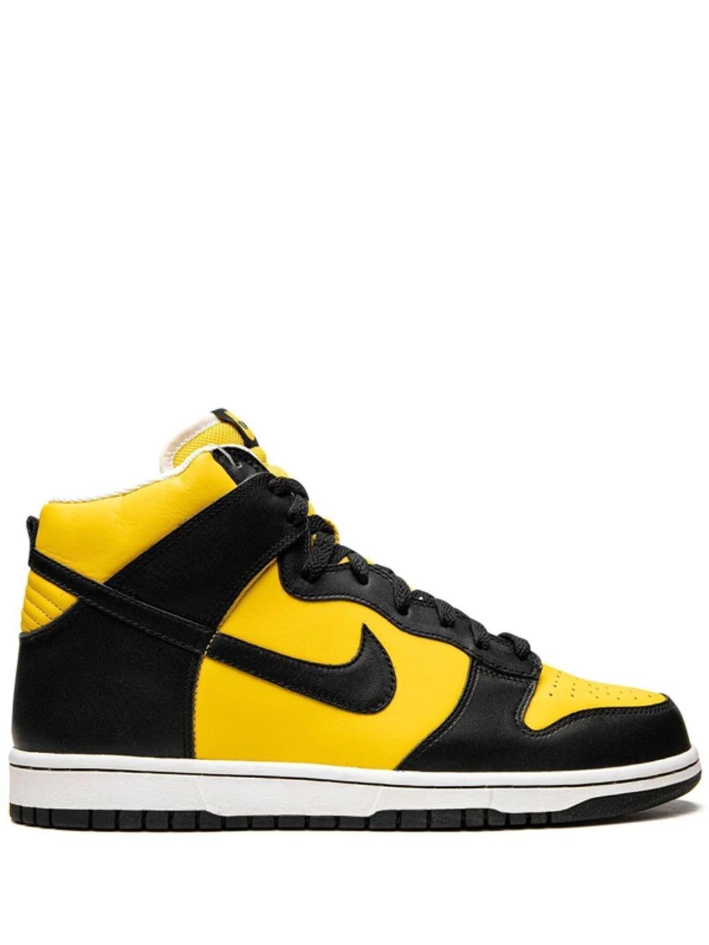 NIKE Dunk High Retro Sneakers In Black And Yellow-gold Product Image