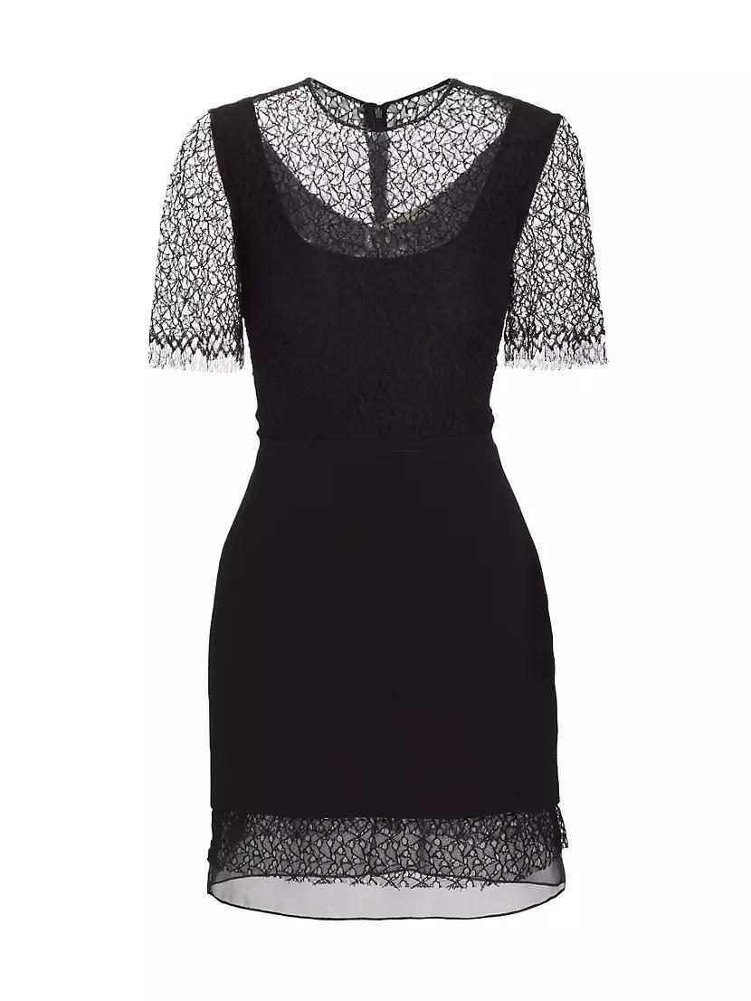 Geometric Cotton-Blend Lace Layered Minidress Product Image