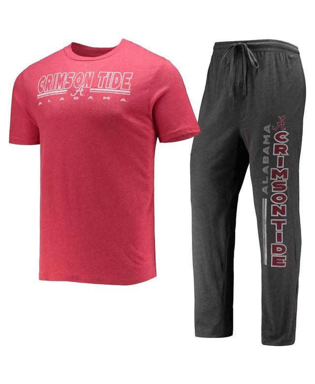 Mens Concepts Sport Heathered Charcoal/Crimson Alabama Crimson Tide Meter T-Shirt & Pants Sleep Set Product Image