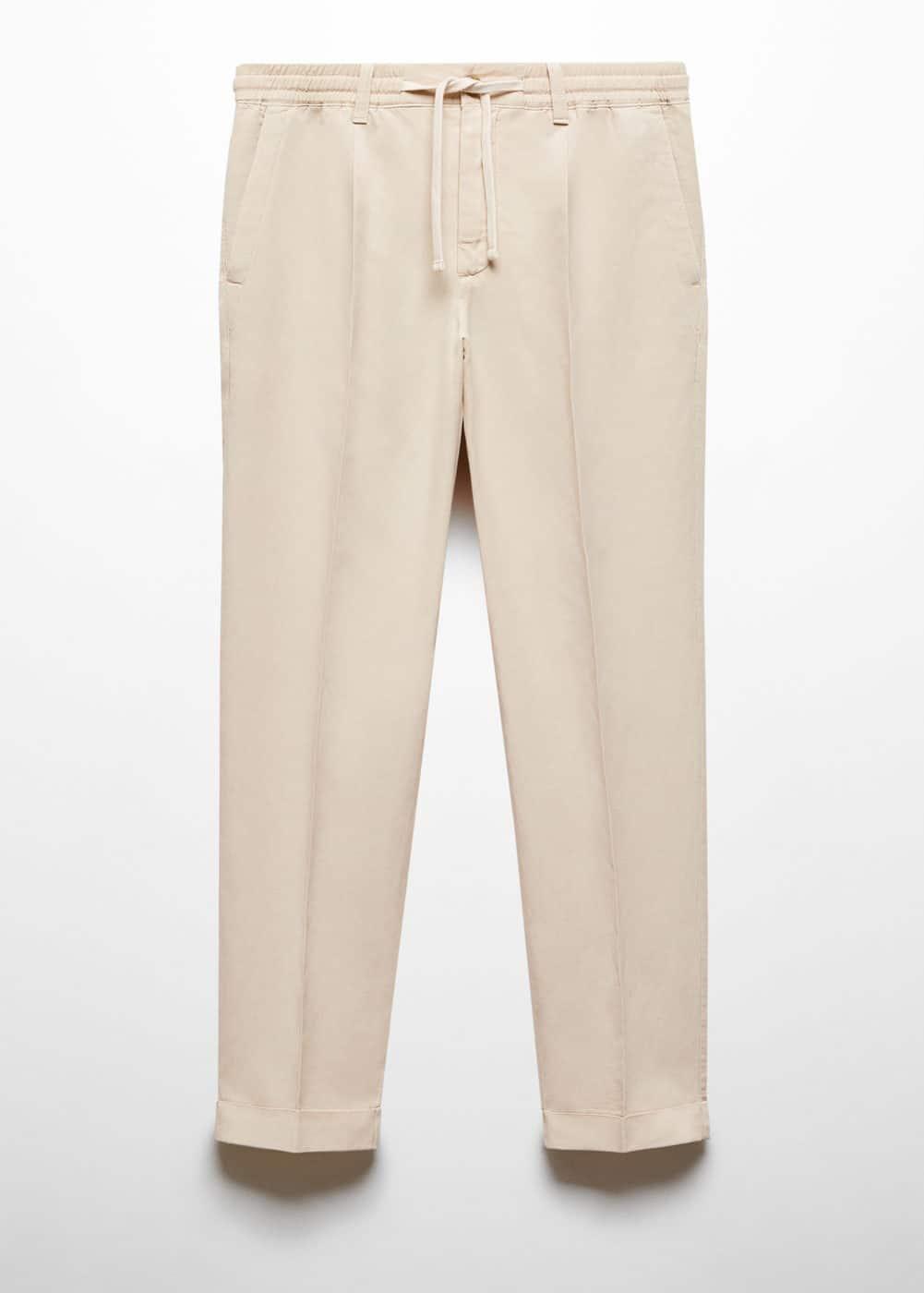 Mango Mens Linen-Blend Slim-Fit Drawstring Pants Product Image