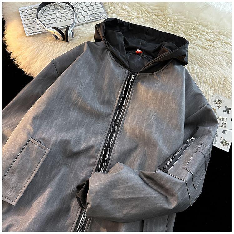 Patterned Hooded Zip Jacket Product Image