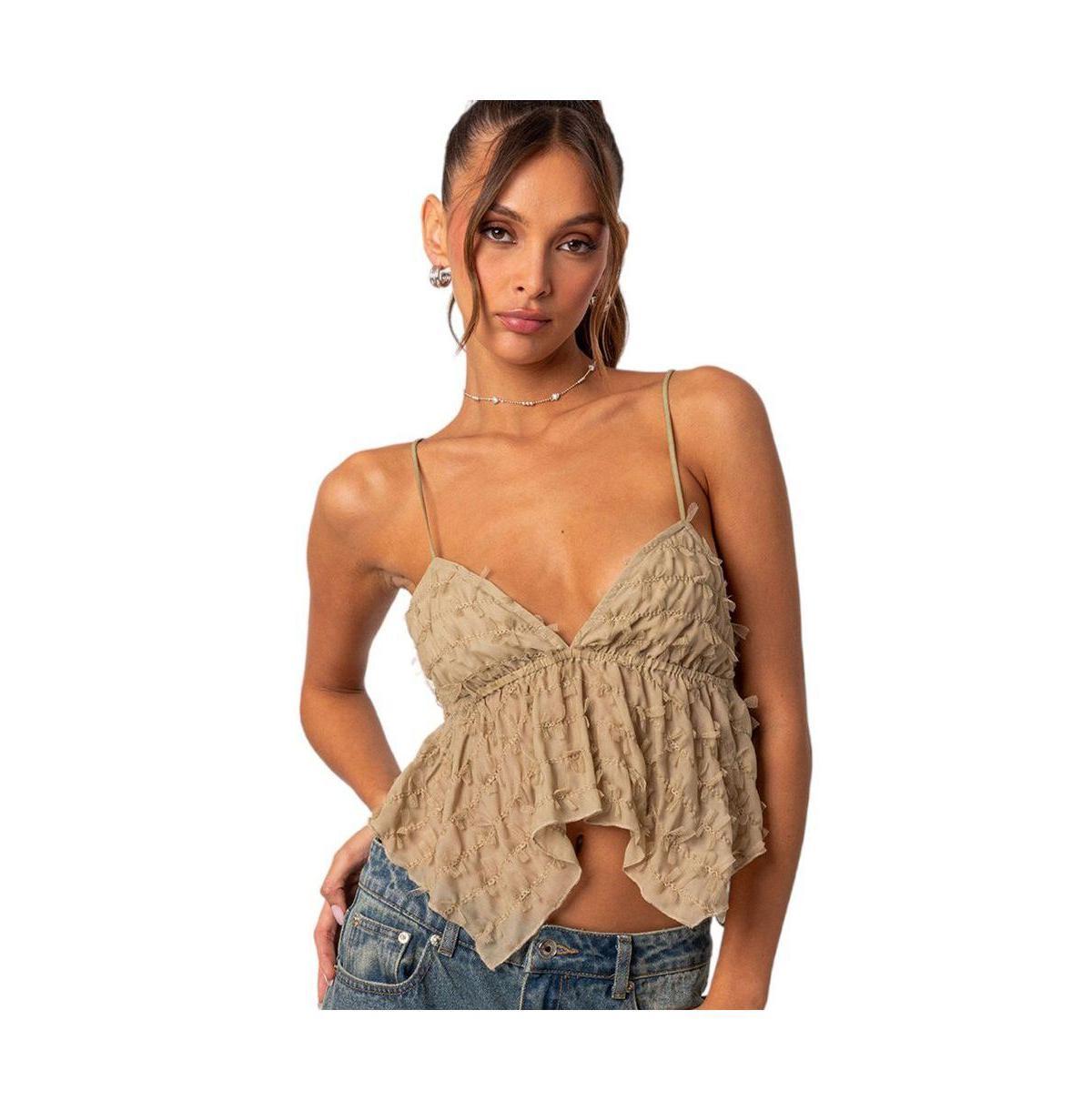 EDIKTED Flutter Frilled Tie Back Babydoll Top Product Image