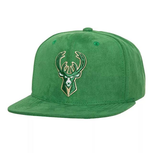 Mens Mitchell & Ness Hunter Green Milwaukee Bucks Sweet Suede Snapback Hat Product Image