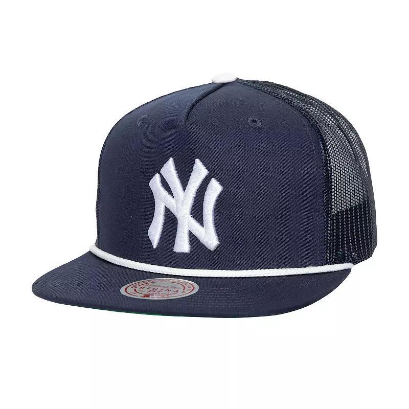 Mens Mitchell & Ness New York Yankees Rope Trucker Snapback Hat, Blue Product Image