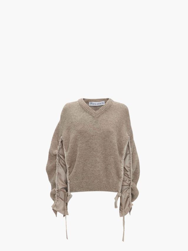 V-NECK JUMPER WITH CURVED SLEEVES in neutrals | JW Anderson US  Product Image